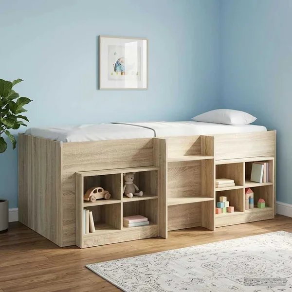 Cadre de Lit Élevé pour Enfants Chêne Sonoma 90 x 190 cm