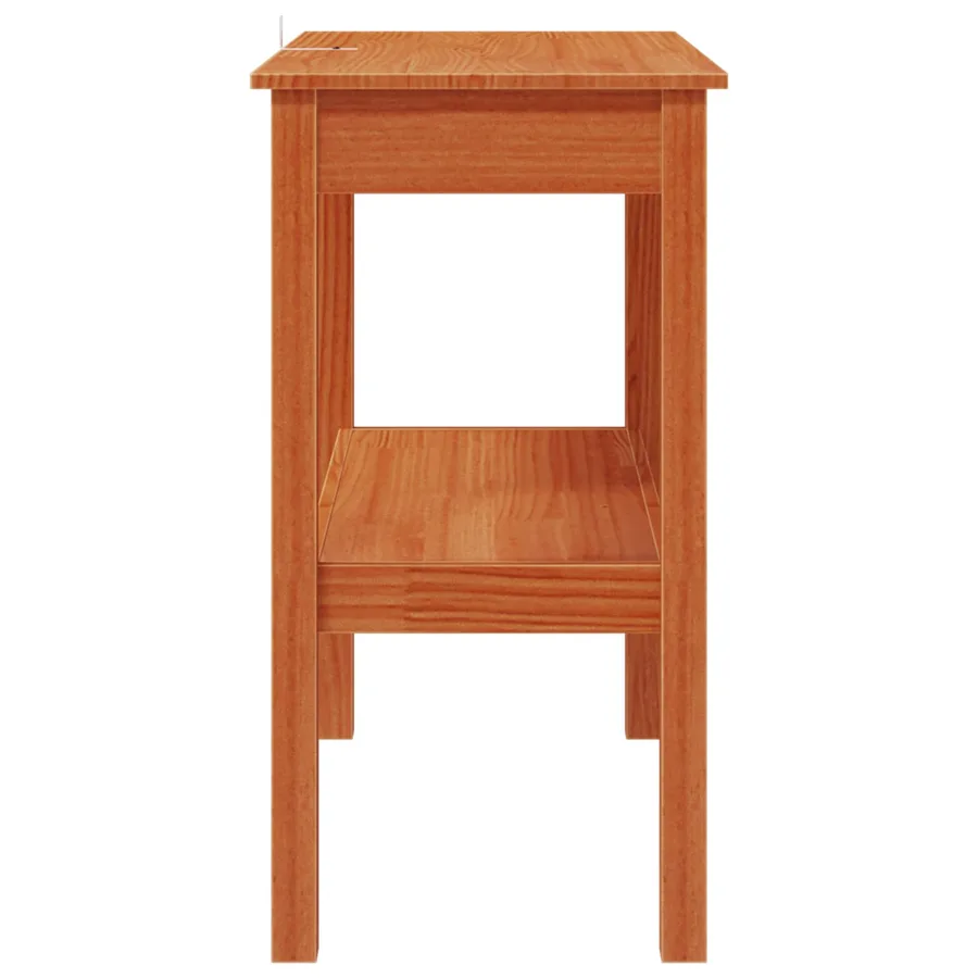 Table console avec étagère Brun Ciré 80 x 40 x 75 cm Pin massif - 5