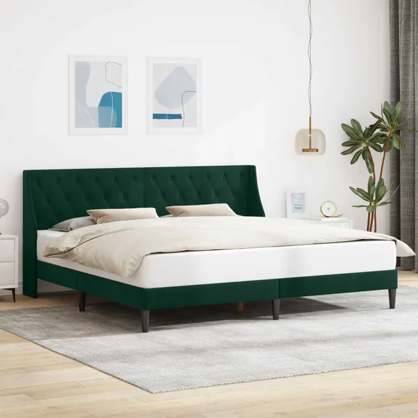Cadre de lit avec tête de lit Vert foncé 200 x 200 cm Velours
