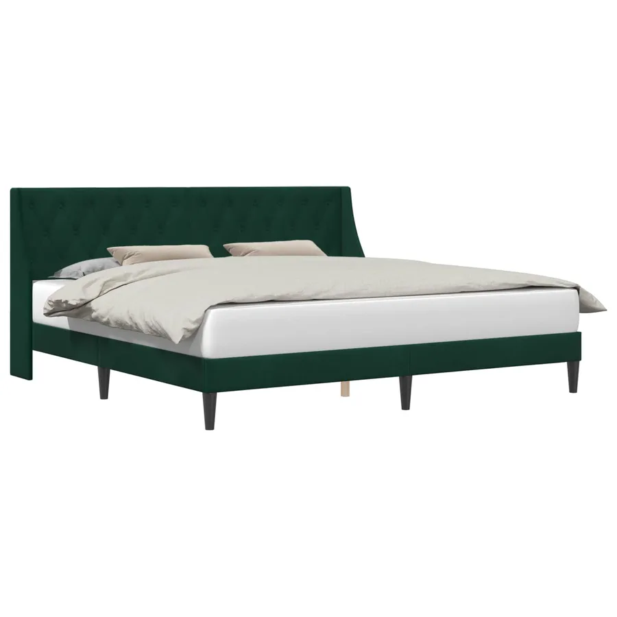 Cadre de lit avec tête de lit Vert foncé 200 x 200 cm Velours - 2