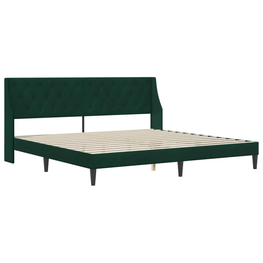 Cadre de lit avec tête de lit Vert foncé 200 x 200 cm Velours - 3