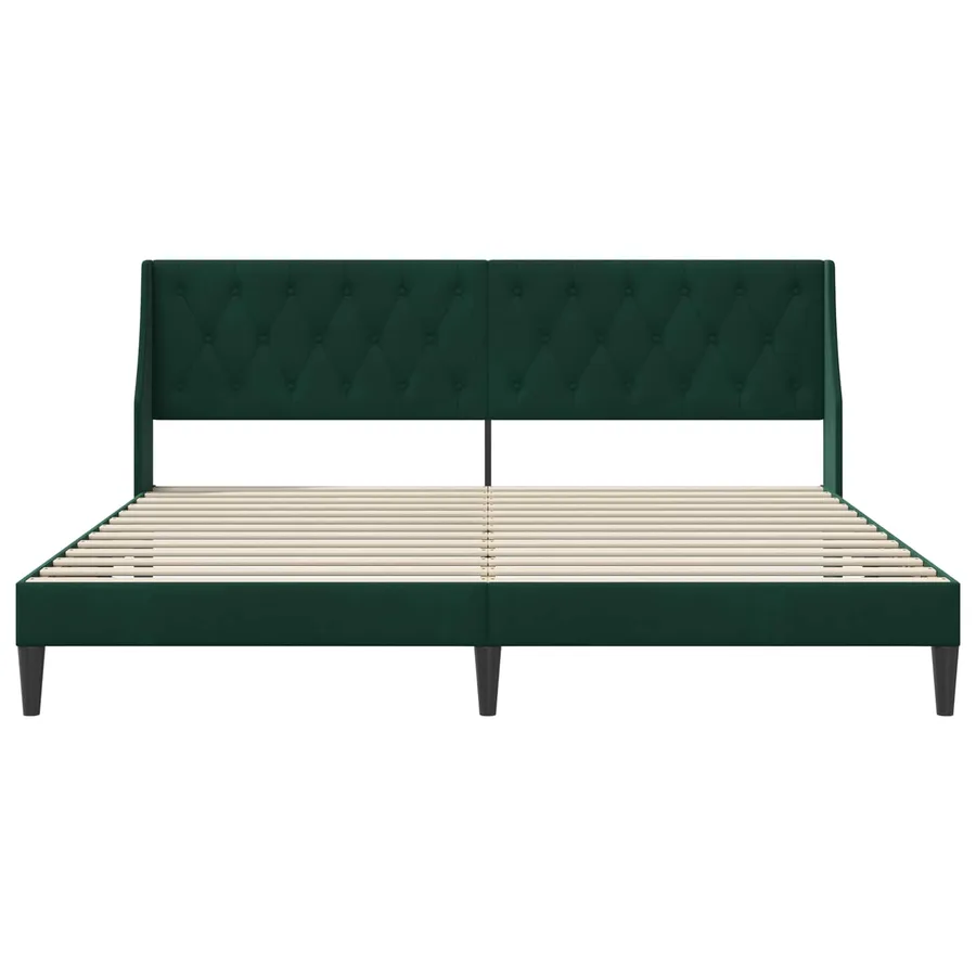 Cadre de lit avec tête de lit Vert foncé 200 x 200 cm Velours - 4