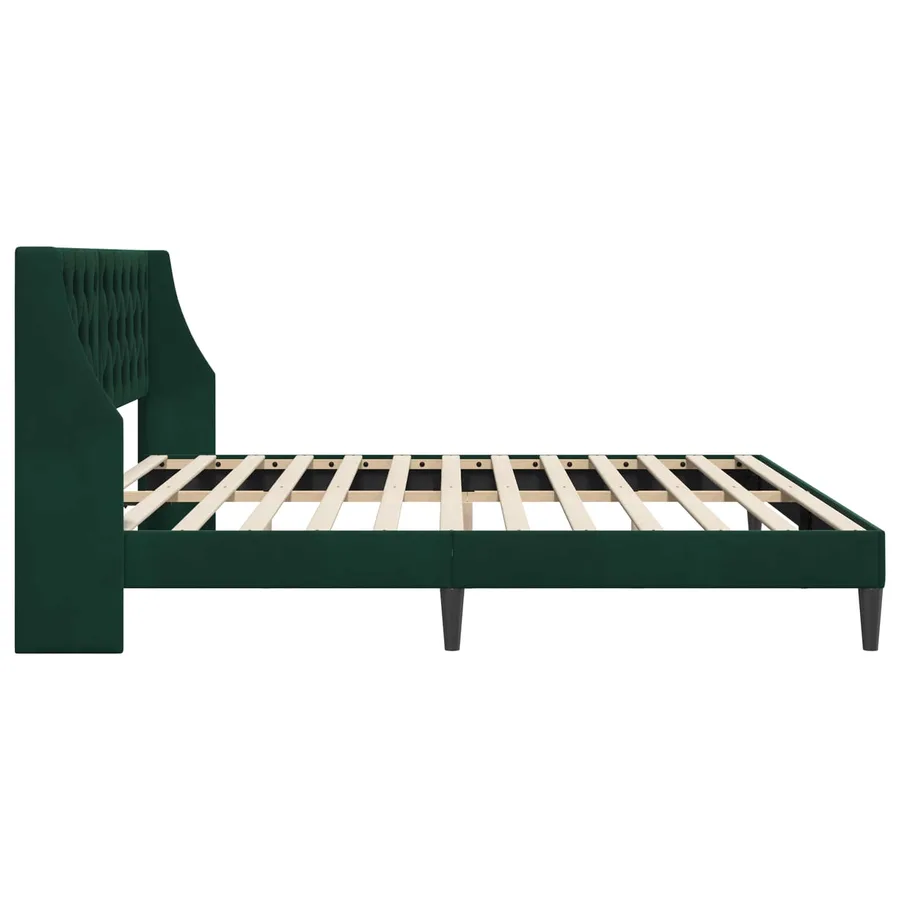 Cadre de lit avec tête de lit Vert foncé 200 x 200 cm Velours - 5