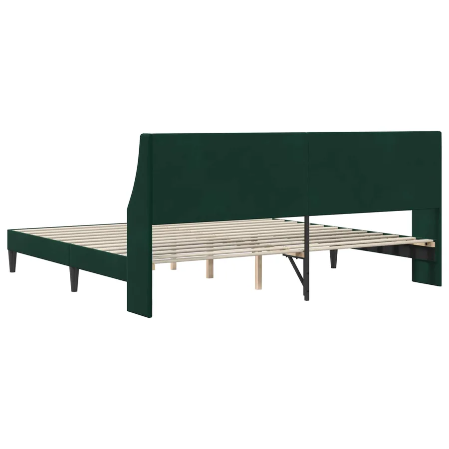 Cadre de lit avec tête de lit Vert foncé 200 x 200 cm Velours - 6
