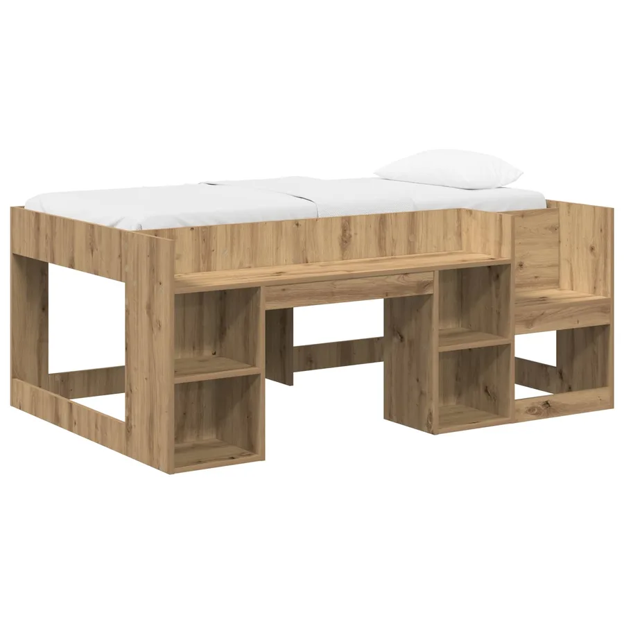 Cadre de lit pour enfants avec rangement Chêne artisanal - 2