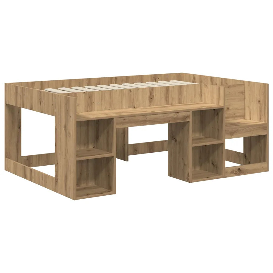 Cadre de lit pour enfants avec rangement Chêne artisanal - 3