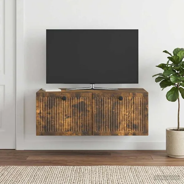 Meuble TV mural Chêne fumé 78,5 x 41 x 30 cm Bois d'ingénierie
