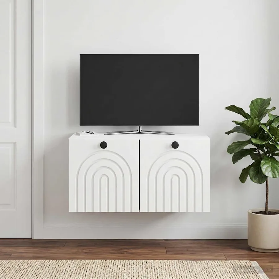 Meuble TV mural Montage mural Blanc brillant 59,5 x 41 x 30 cm - 4