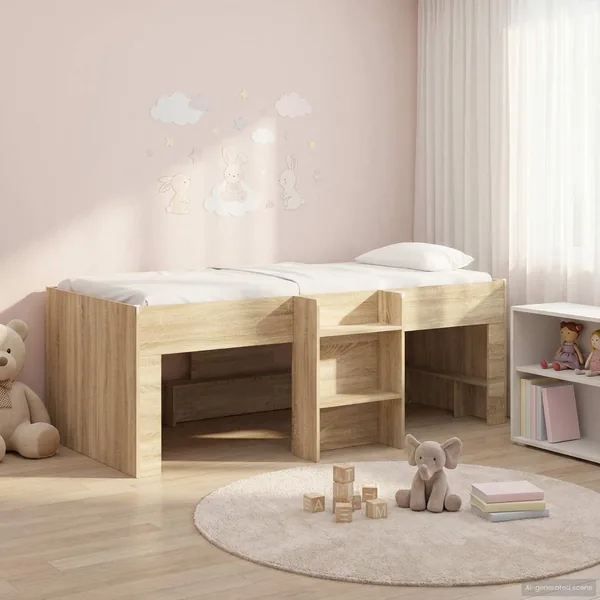 Cadre de Lit Élevé pour Enfants Chêne Sonoma 90 x 200 cm