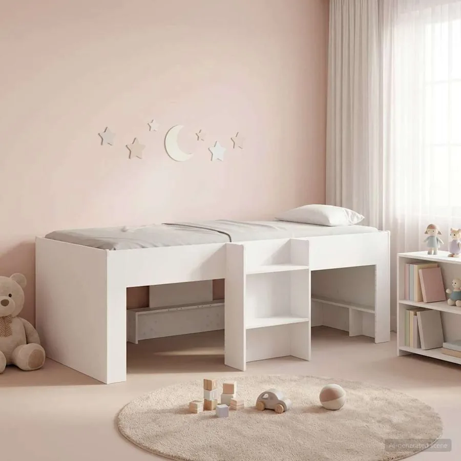 Cadre de Lit Élevé pour Enfants Blanc 90 x 200 cm - 3