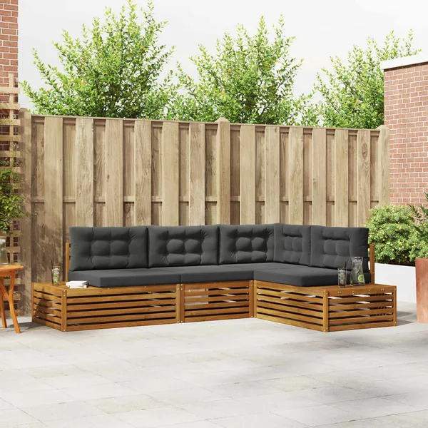 Ensemble de canapés d'extérieur 4 Pièce Naturel et Anthracite