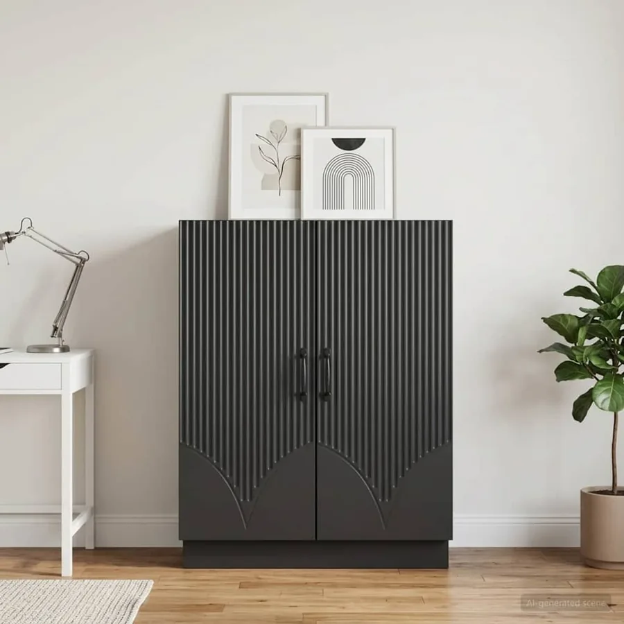 Buffet Noir 66 x 34,5 x 87 cm Bois d'ingénierie