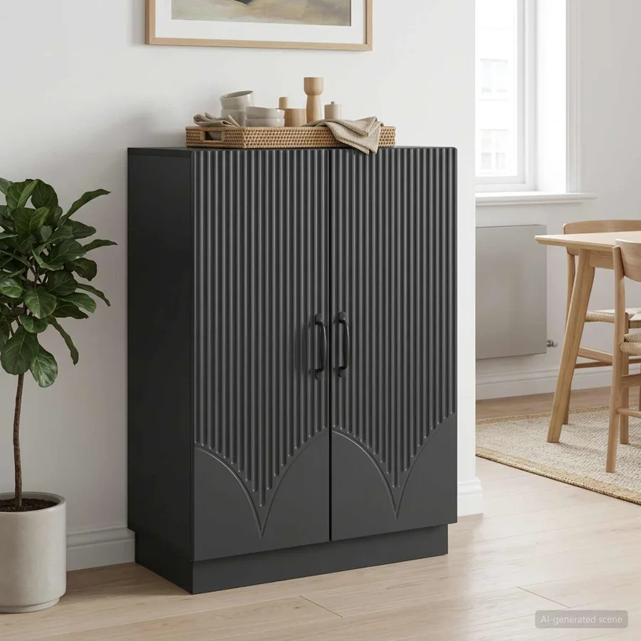 Buffet Noir 66 x 34,5 x 87 cm Bois d'ingénierie - 4