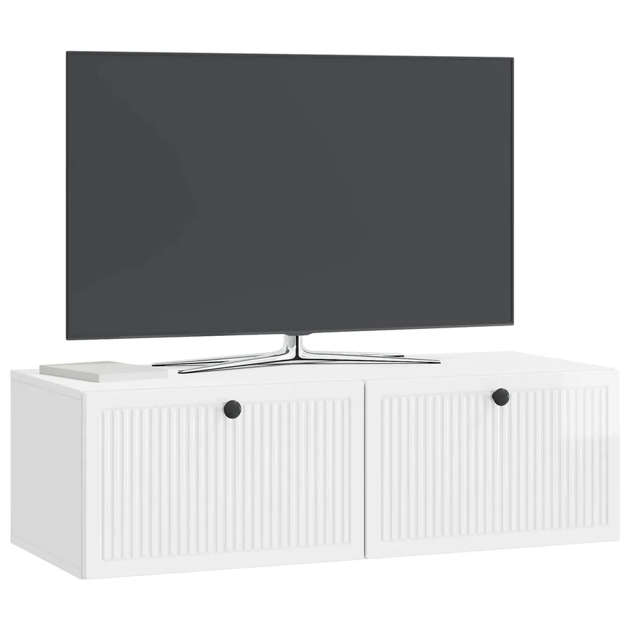 Meuble TV mural Montage mural Blanc brillant 98 x 41 x 30 cm - 3