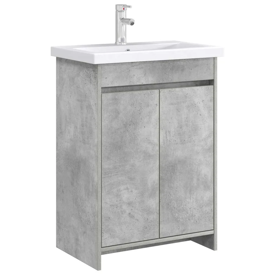 Meuble sous lavabo de salle de bain Gris béton - 3