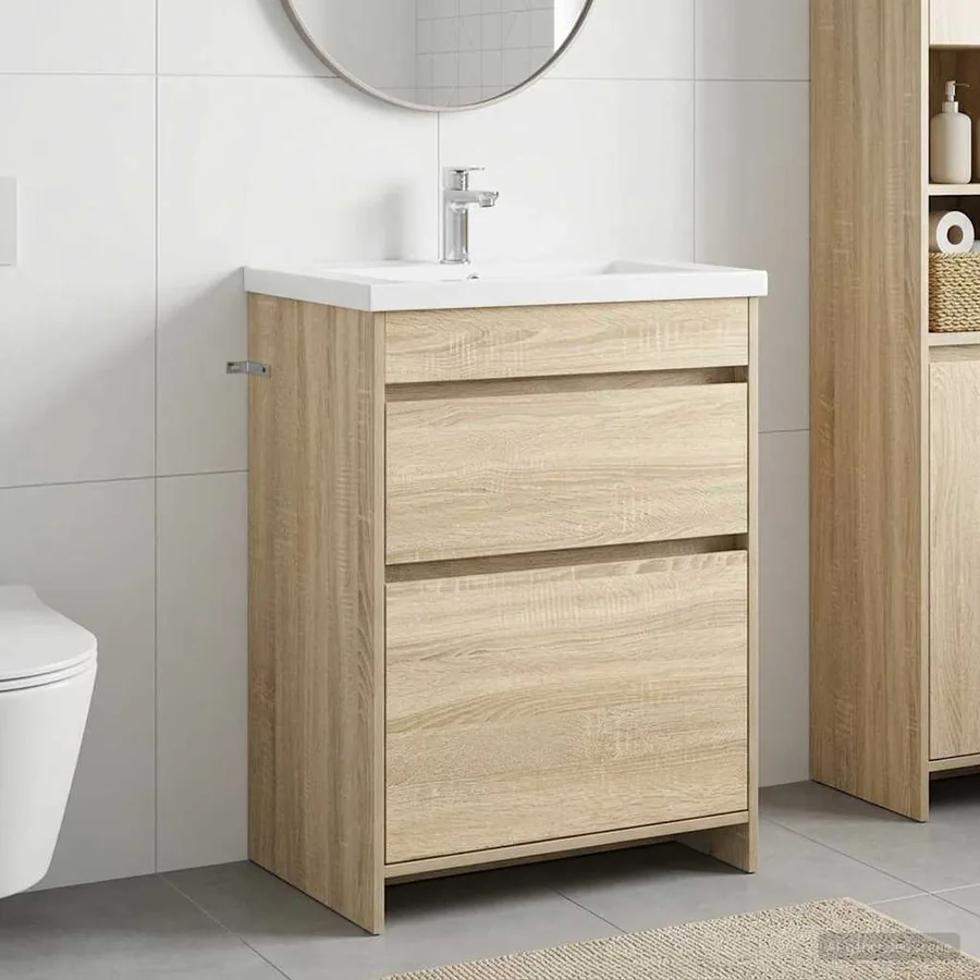 Meuble sous lavabo de salle de bain Chêne Sonoma