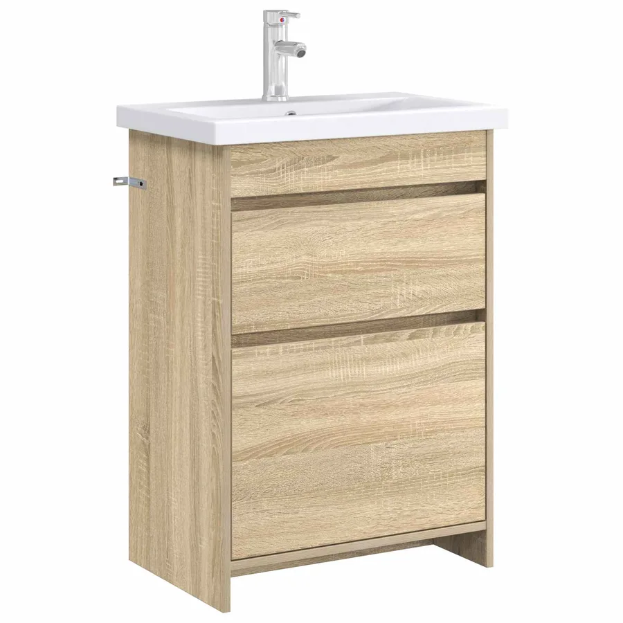 Meuble sous lavabo de salle de bain Chêne Sonoma - 3