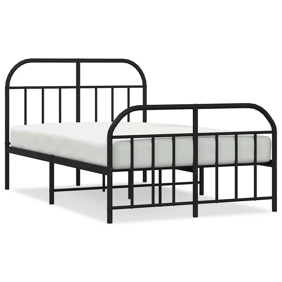 Cadre de lit métal sans matelas avec pied de lit noir 120x190cm - 2
