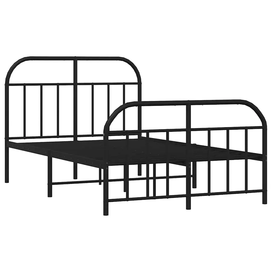 Cadre de lit métal sans matelas avec pied de lit noir 120x190cm - 3