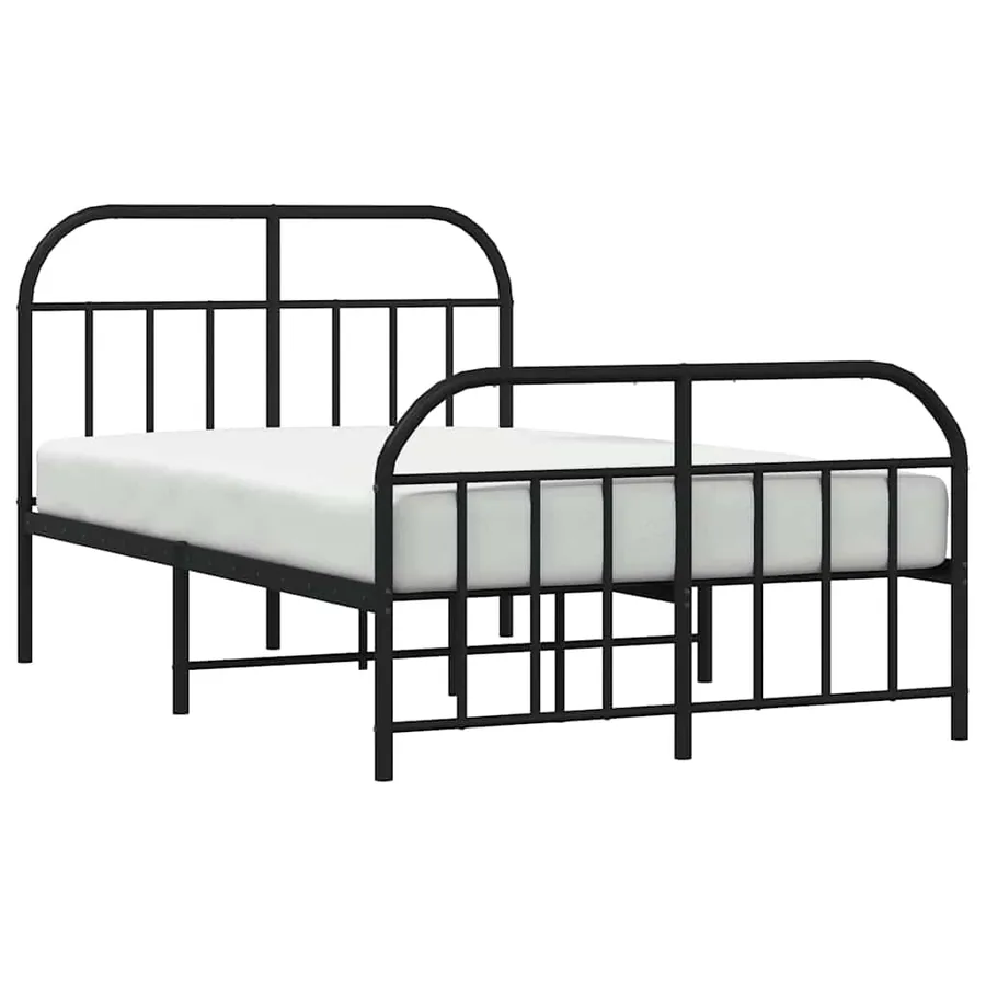 Cadre de lit métal sans matelas avec pied de lit noir 120x190cm - 5
