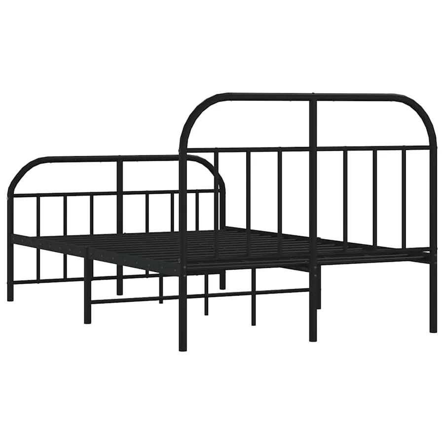 Cadre de lit métal sans matelas avec pied de lit noir 120x190cm - 8