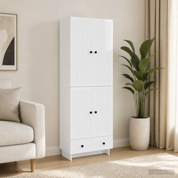 Ensemble de Meubles 2 pcs Blanc brillant 66 x 34,5 x 95 cm