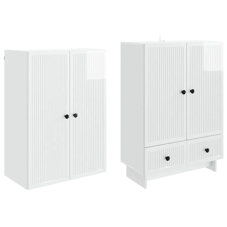 Ensemble de Meubles 2 pcs Blanc brillant 66 x 34,5 x 95 cm - 4