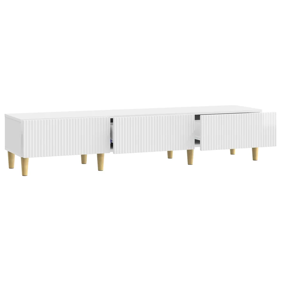 Meuble TV Blanc brillant 147 x 34,5 x 30 cm Bois d'ingénierie - 5