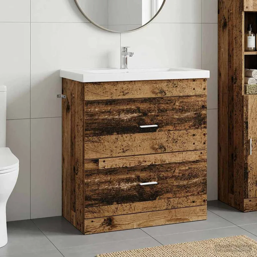 Meuble sous lavabo de salle de bain Bois ancien
