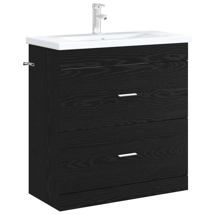 Meuble sous lavabo de salle de bain Chêne noir - 3