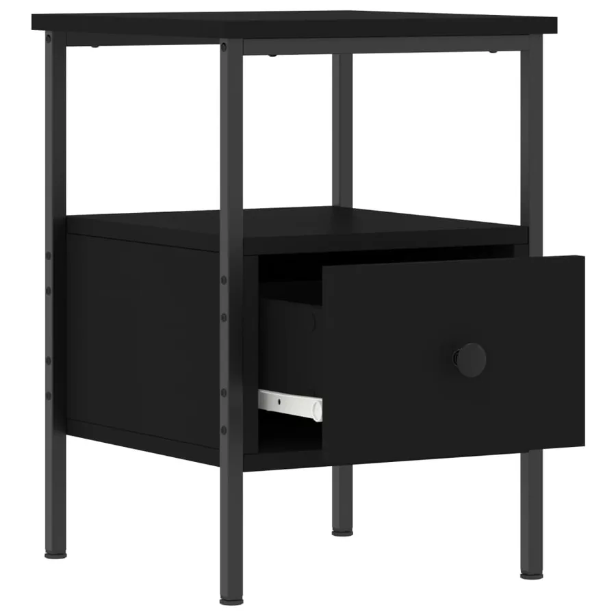 Table de chevet noir 34x36x50 cm bois d’ingénierie - 3