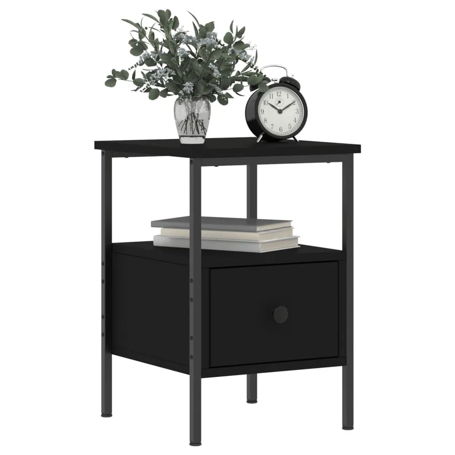 Table de chevet noir 34x36x50 cm bois d’ingénierie - 7