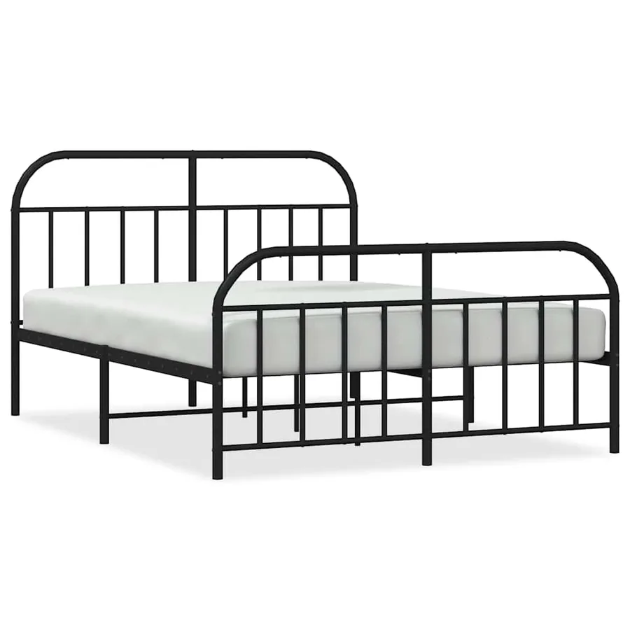 Cadre de lit métal sans matelas avec pied de lit noir 135x190cm - 2
