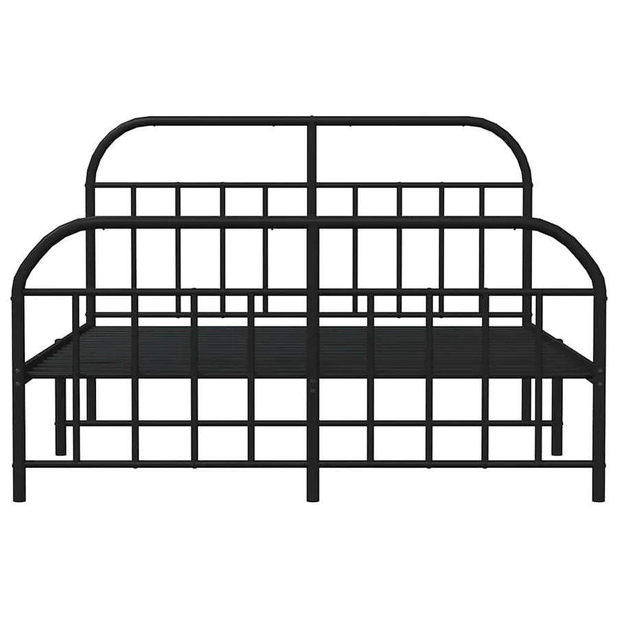Cadre de lit métal sans matelas avec pied de lit noir 135x190cm - 6
