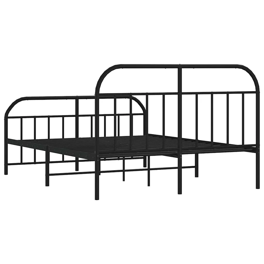 Cadre de lit métal sans matelas avec pied de lit noir 135x190cm - 8