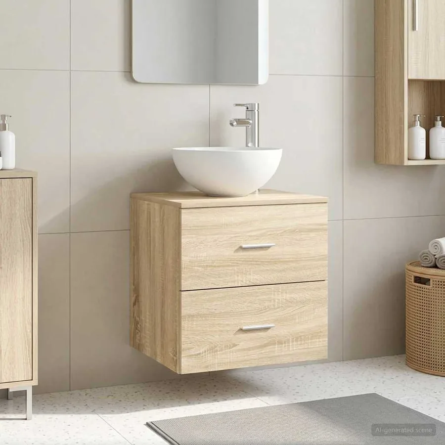 Meuble lavabo mural Chêne Sonoma 49,5 x 35 x 63 cm