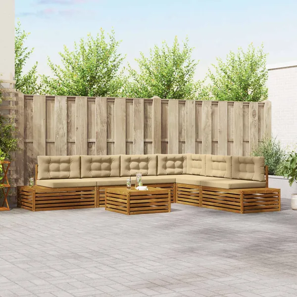 Ensemble de canapés d'extérieur 7 Pièce Naturel et Beige