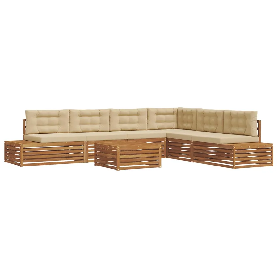 Ensemble de canapés d'extérieur 7 Pièce Naturel et Beige - 2