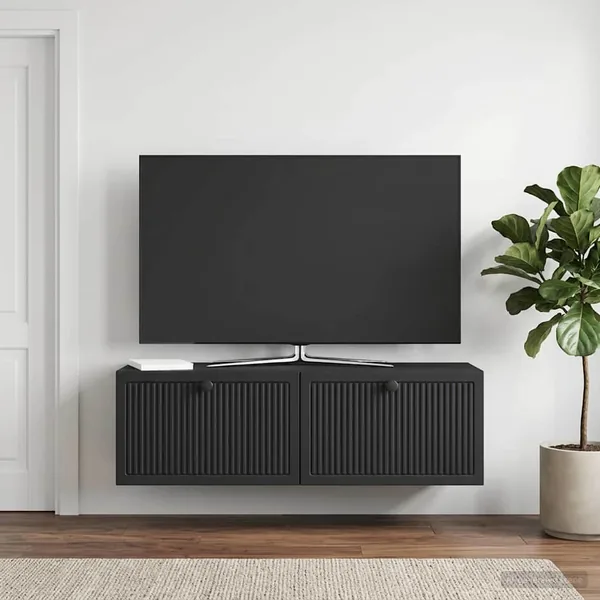 Meuble TV mural Noir 98 x 31 x 30 cm Bois d'ingénierie