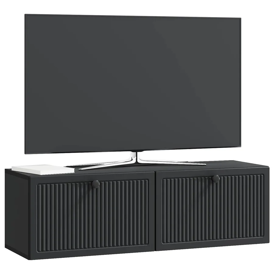 Meuble TV mural Noir 98 x 31 x 30 cm Bois d'ingénierie - 3