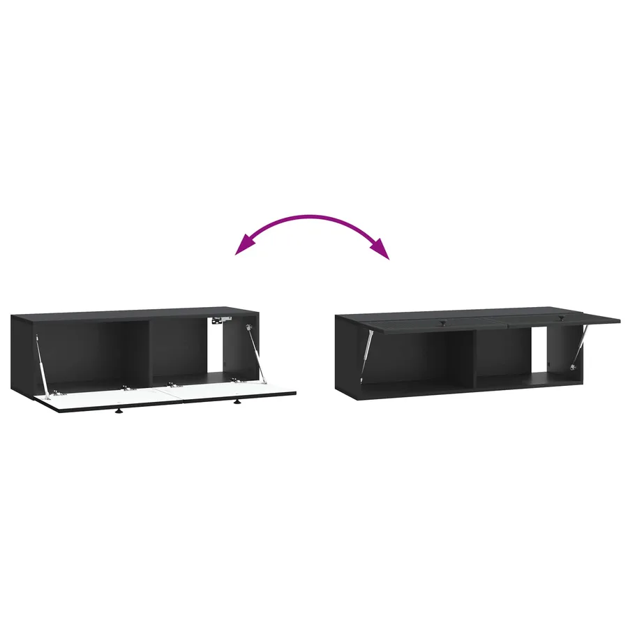 Meuble TV mural Noir 98 x 31 x 30 cm Bois d'ingénierie - 8