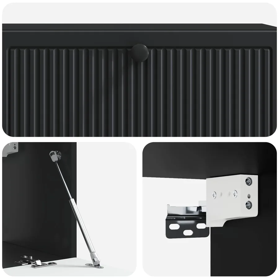 Meuble TV mural Noir 98 x 31 x 30 cm Bois d'ingénierie - 9