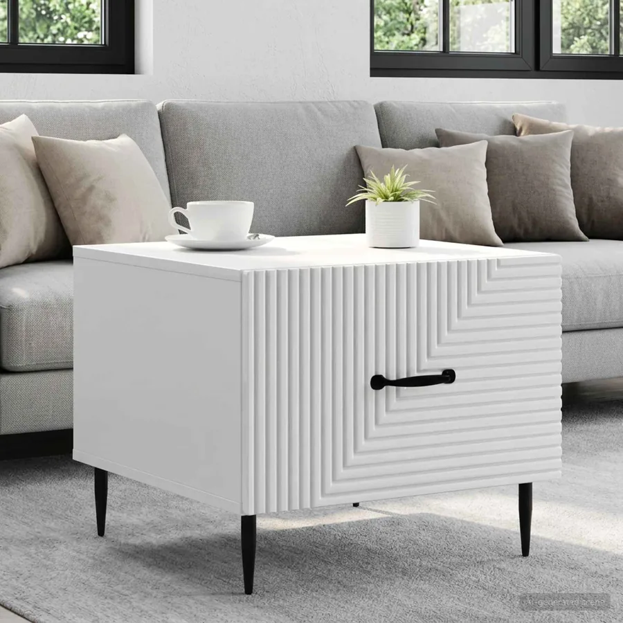 Table basse Blanc brillant 49 x 50 x 40 cm Bois d'ingénierie