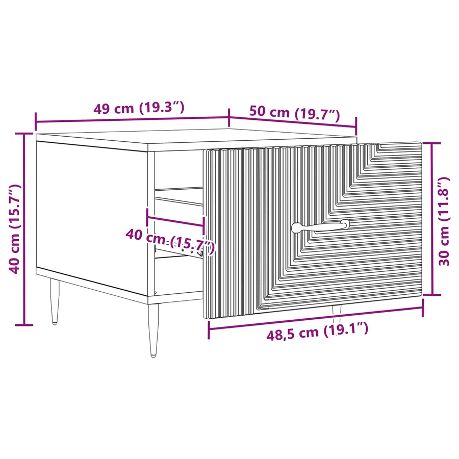 Table basse Blanc brillant 49 x 50 x 40 cm Bois d'ingénierie - 12