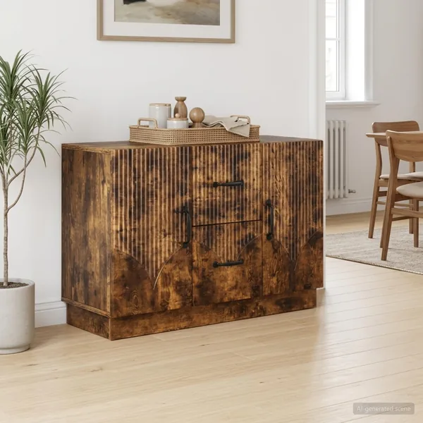 Buffet Chêne fumé 89 x 34,5 x 57 cm Bois d'ingénierie