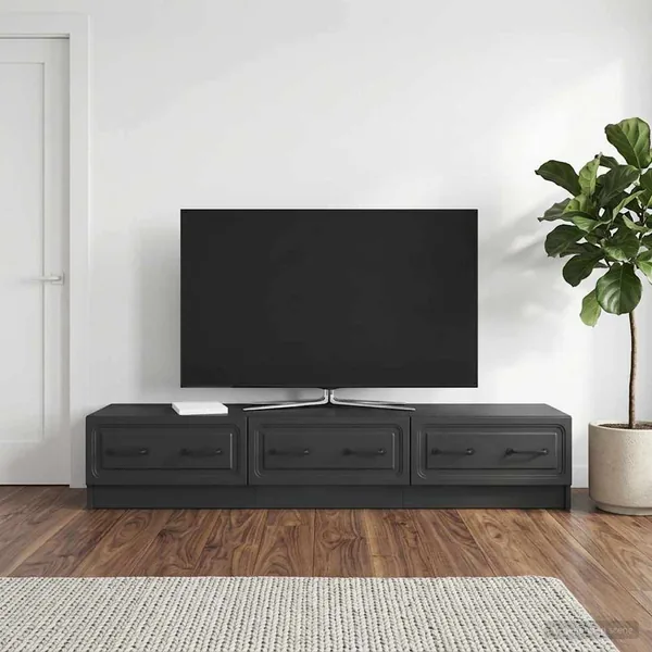 Meuble TV avec tiroir Noir 147 x 34,5 x 27 cm Bois d'ingénierie