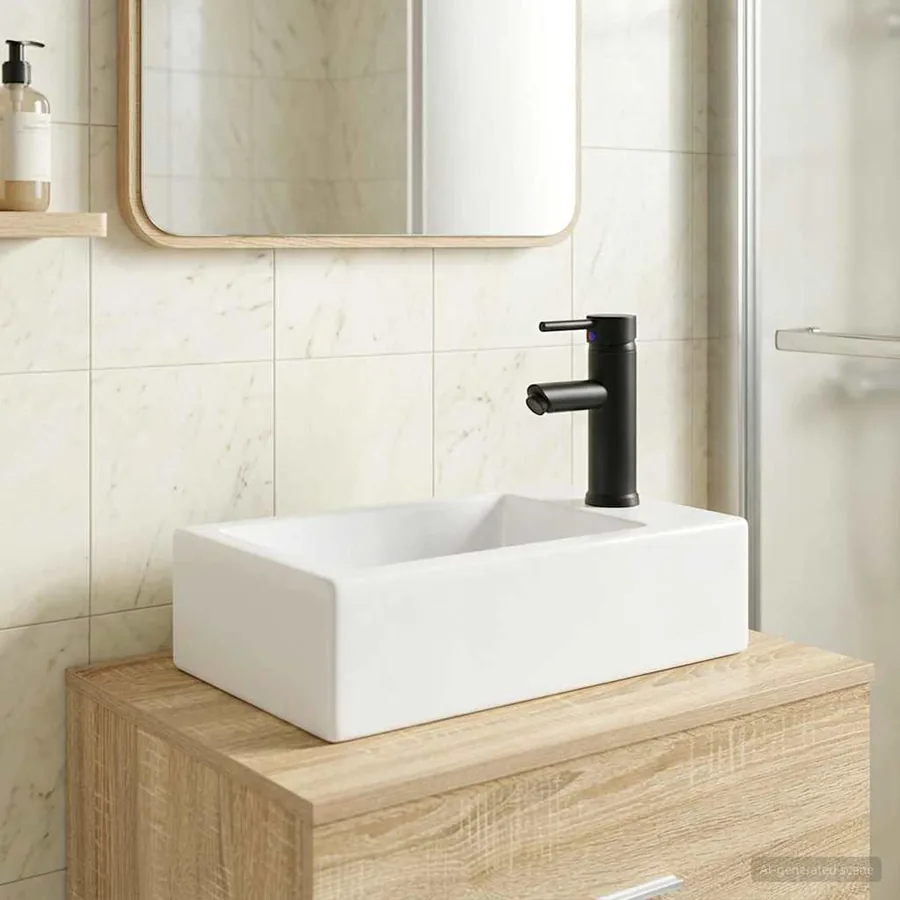Lavabo de salle de bains Noir Mat 45,5 x 25,5 x 13 cm métal