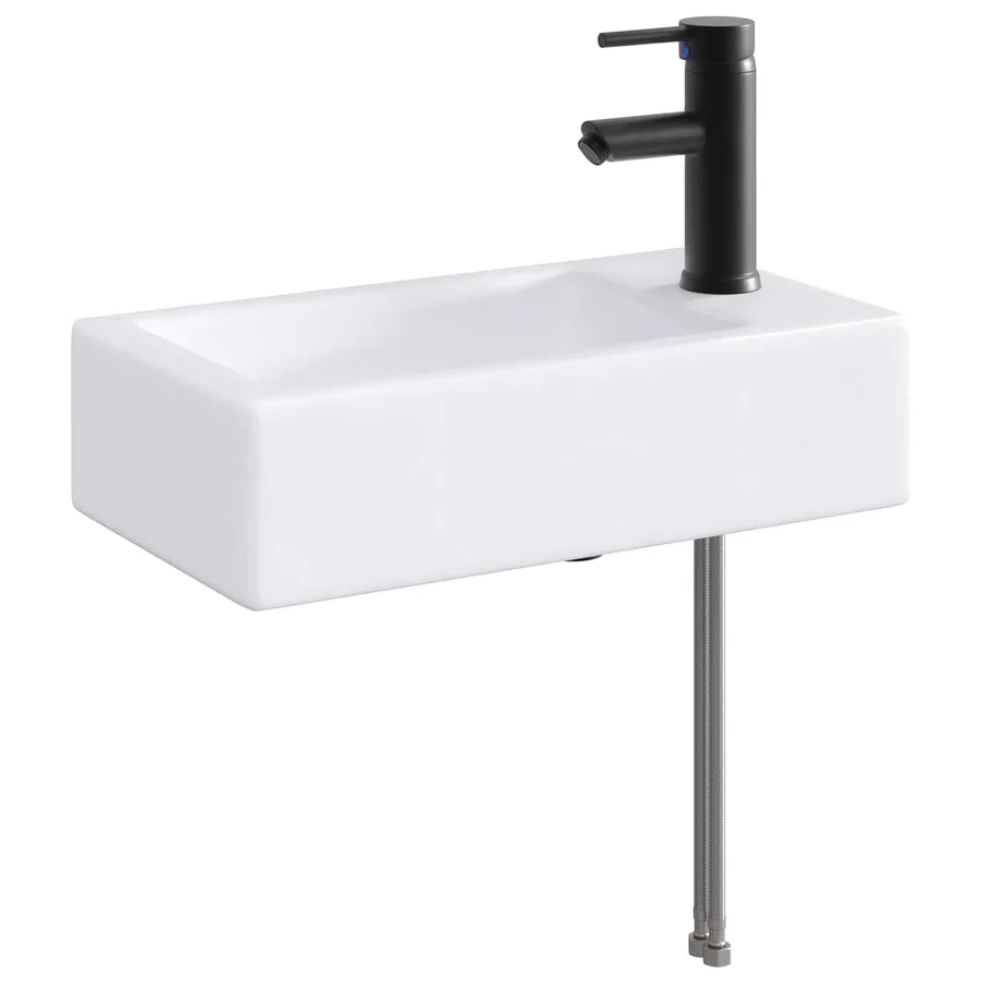Lavabo de salle de bains Noir Mat 45,5 x 25,5 x 13 cm métal - 2