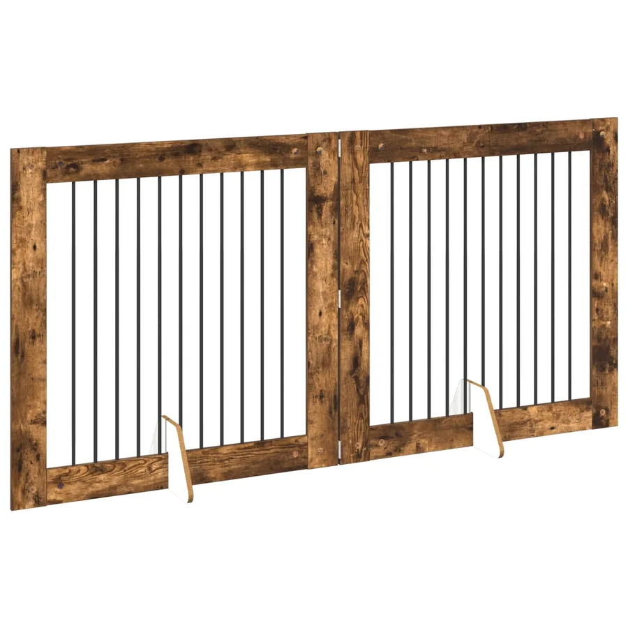 Porte de chien pliable avec supports 2 pcs Chêne fumé 200,5 cm - 3
