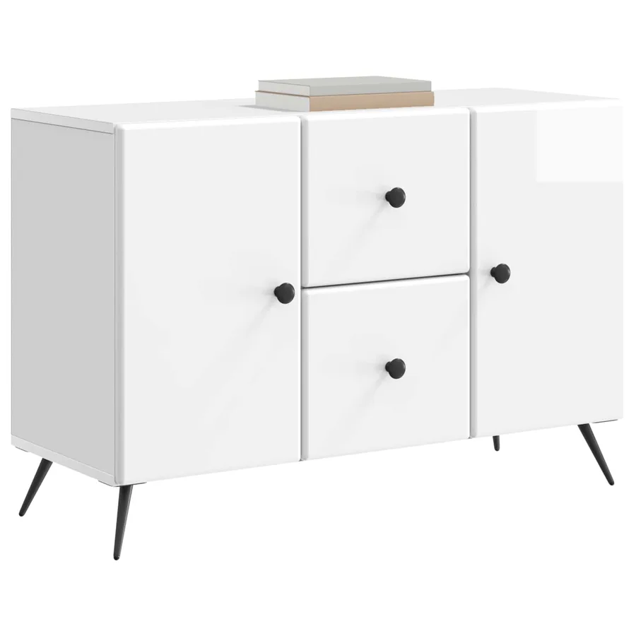 Buffet Blanc brillant 89 x 34,5 x 60 cm Bois d'ingénierie - 3